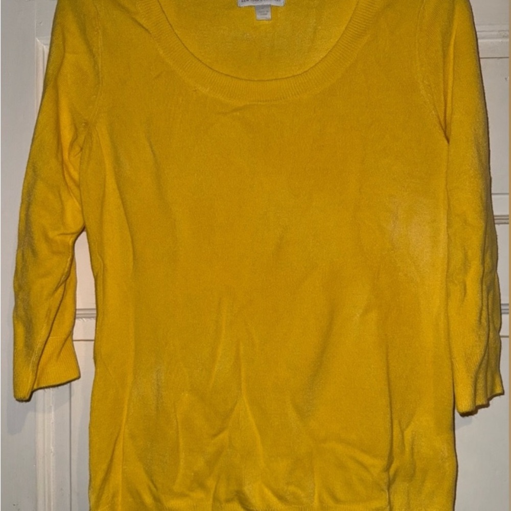 New York & Company Yellow Scoop Neck Sweater